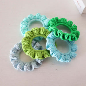 Green Layer - HAND CROCHET SCRUNCHIES