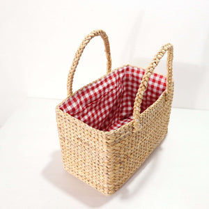 3 Size Straw Basket Bag -  Red