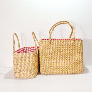 3 Size Straw Basket Bag -  Red