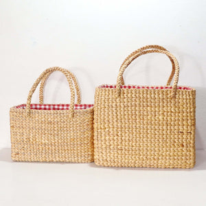 3 Size Straw Basket Bag -  Red