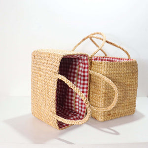 3 Size Straw Basket Bag -  Red