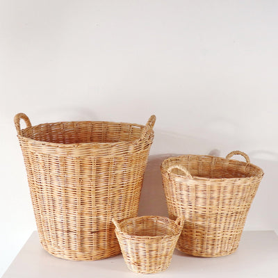Rattan Storage Basket — Boho Handwoven Wicker Home Decor Organizer, Set of 3