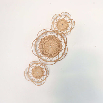 Décoration murale en rotin tissé main, lot de 3 | JI RAT