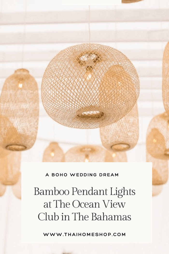 Un sueño de boda boho: luces colgantes de bambú en The Ocean View Club en las Bahamas