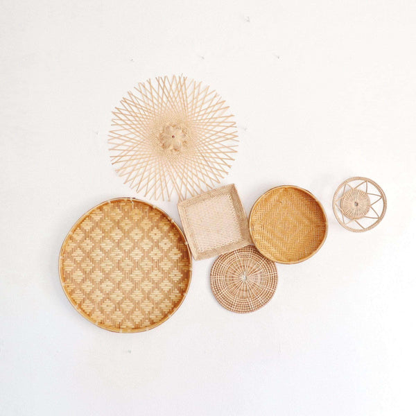 Handwoven wall decor set filling a large blank wall, from The Home Store