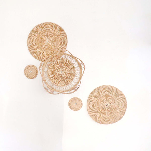 Rattan-Wanddekoration und Wandkunst – Boho-Körbe