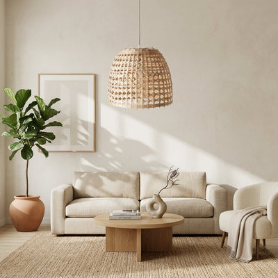 Wicker bamboo pendant light
