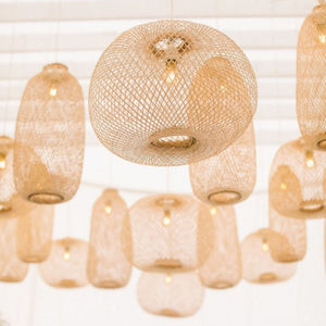 25 x Bamboo Pendant Lights – Wedding, Event & Cafe Lighting