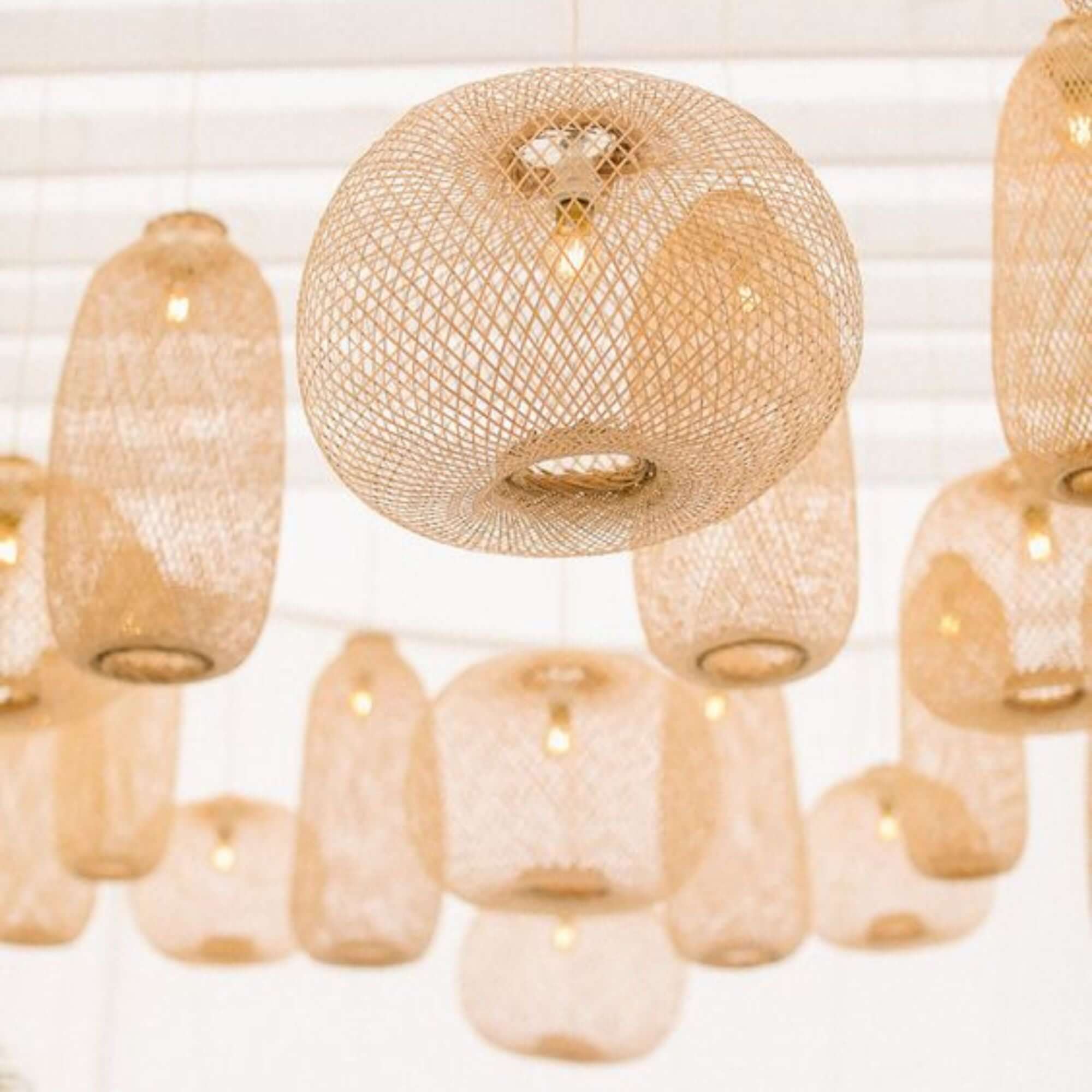 lichterkette bambus Artisan Bambus-Hängeleuchten-Set (50 Stück) – Boho-Beleuchtung für Ver