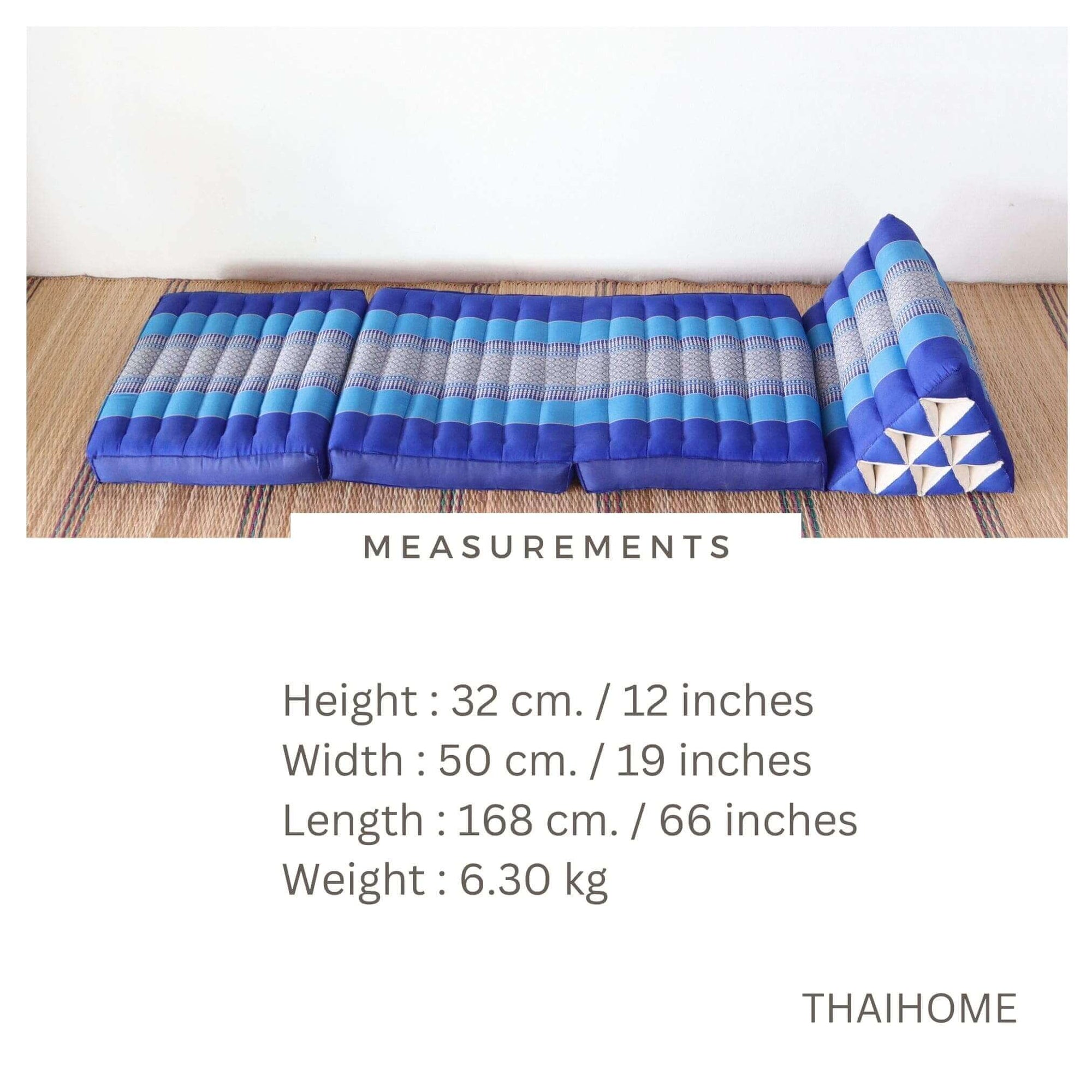 THAIHOME 3 Fold Cushion NA RA VA DEE - Thai Triangle Cushion (3 Fold - Blue)