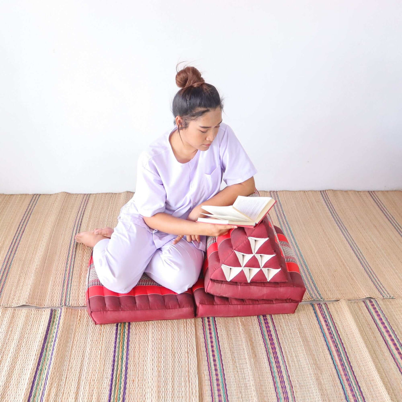 THANAYA - Thai Triangle Cushion (3-Fold - Red)