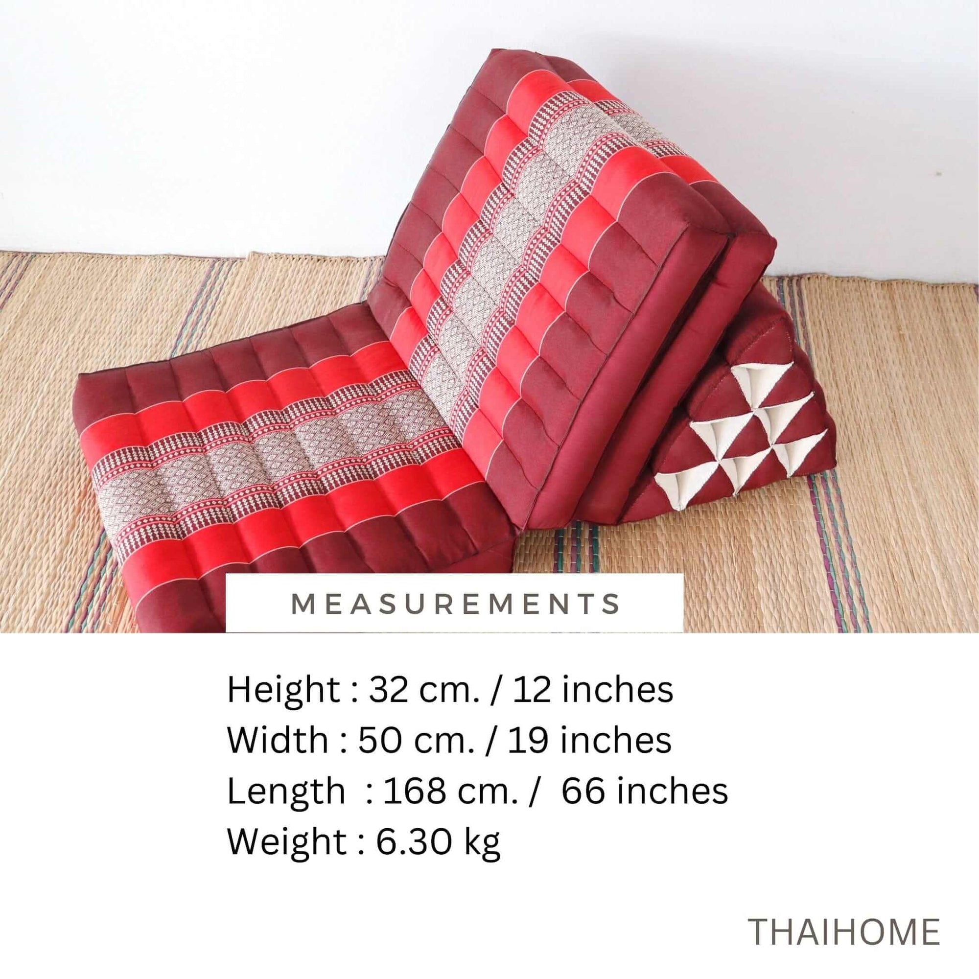 THANAYA - Thai Triangle Cushion (3-Fold - Red)