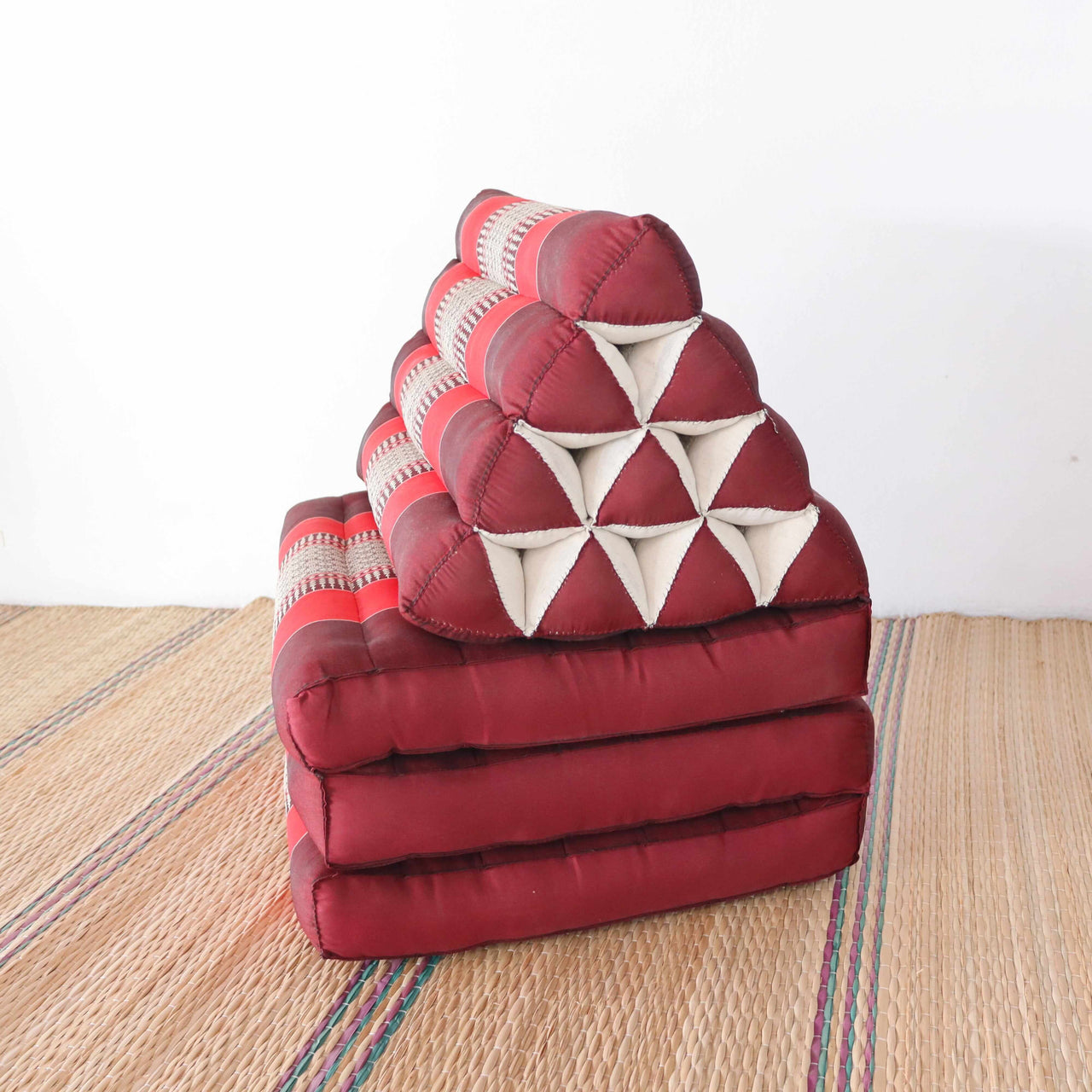 THANAYA - Thai Triangle Cushion (3-Fold - Red)