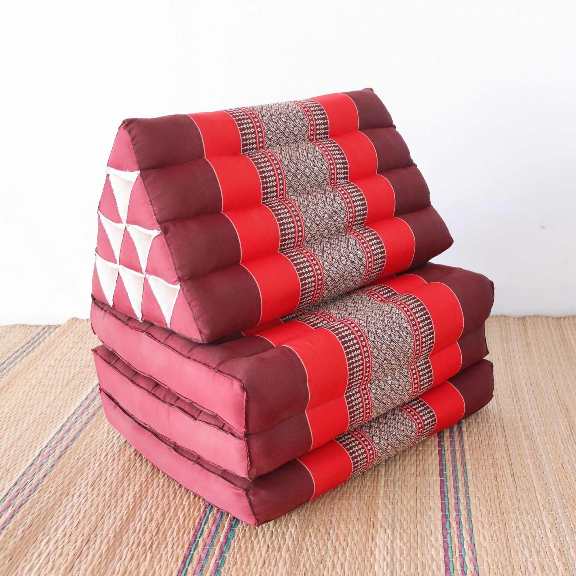 THANAYA - Thai Triangle Cushion (3-Fold - Red)