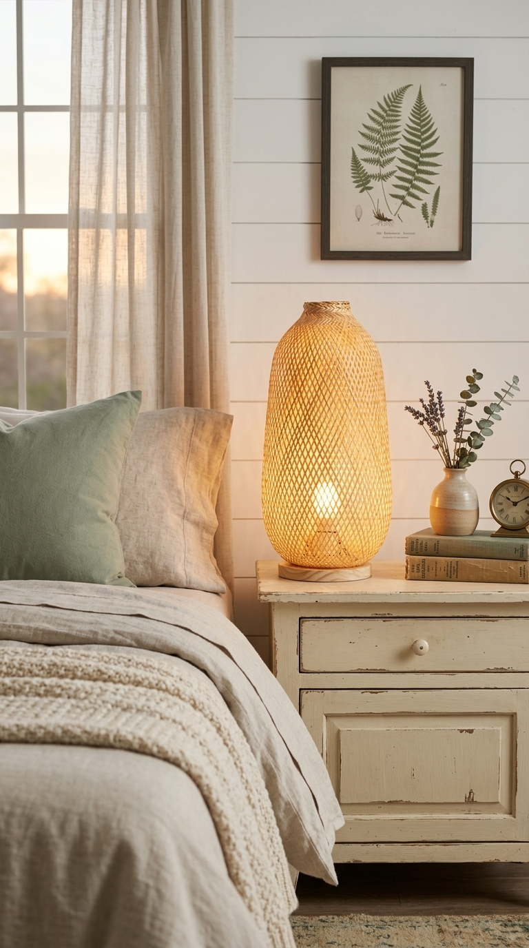 A NA Bamboo Boho Table Lamp