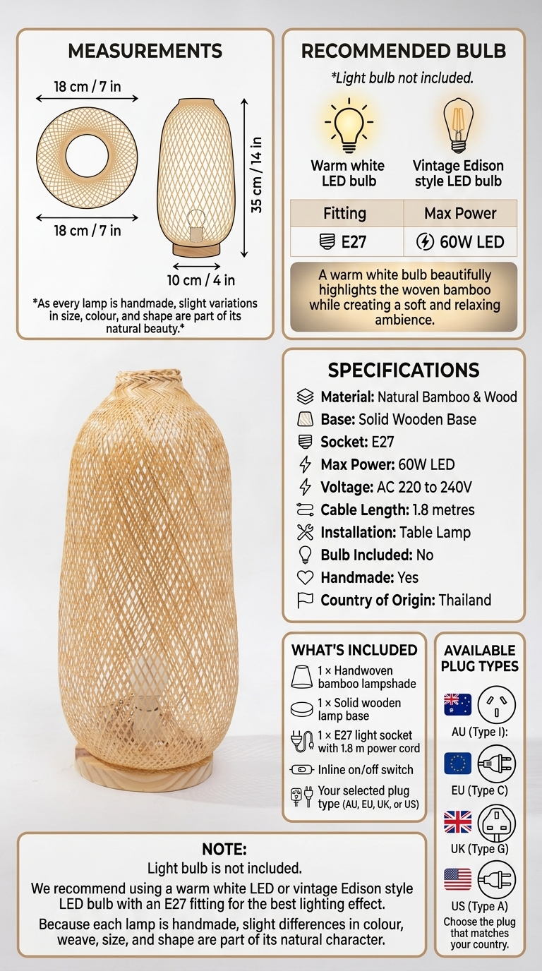 A NA Bamboo Boho Table Lamp