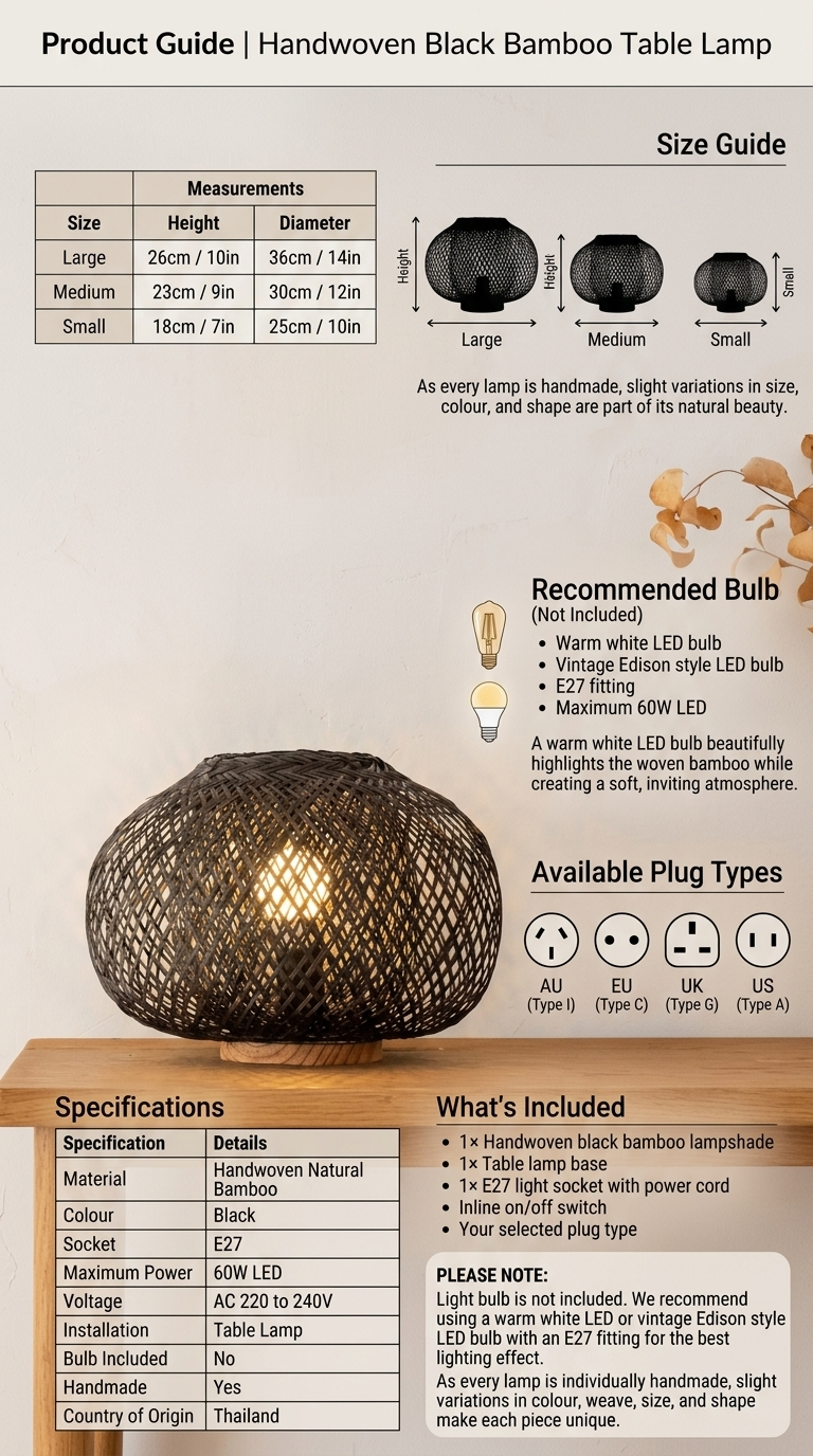 A RA WAN Boho Table Lamp (Black)