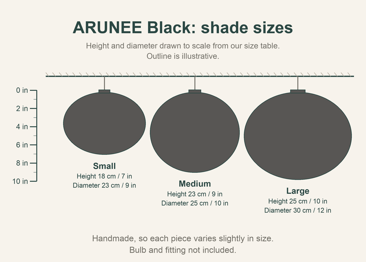 Black Bamboo Pendant Light, Handwoven, Matte Finish, Small/Medium/Large - ARUNEE