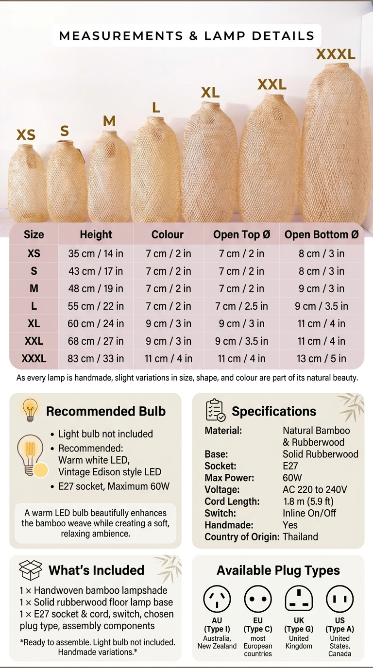 A SA RA - Lámpara de pie natural (Base de madera)