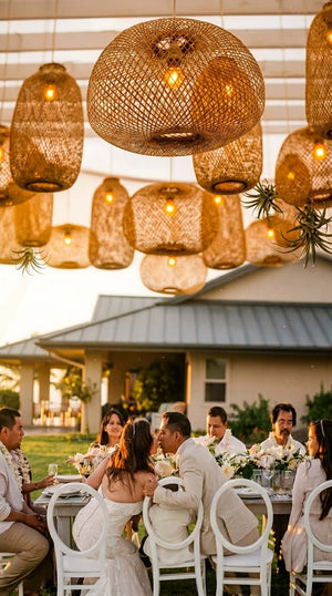 Handwoven Bamboo Pendant Light Shade Sets, Wholesale, Sizes XS-XXXL, 25/50/100 pcs