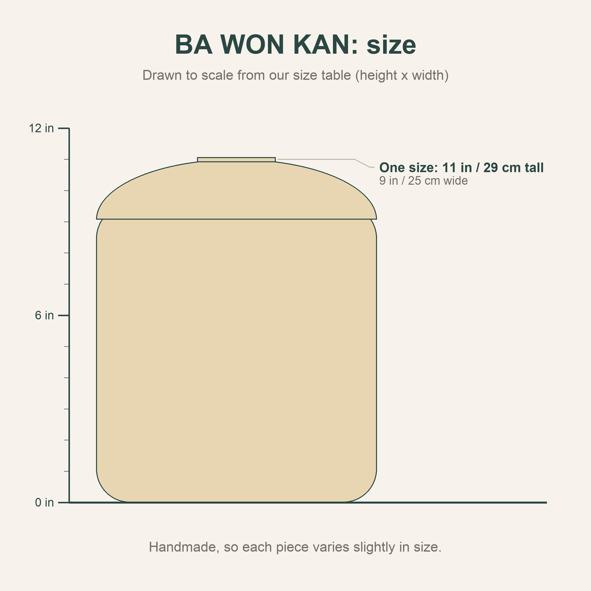 BA WON KAN size chart: height 11 in