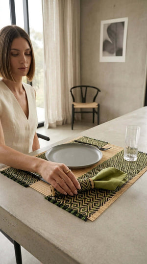 BE LIN DA - Woven Boho Placemats (Set of 4)