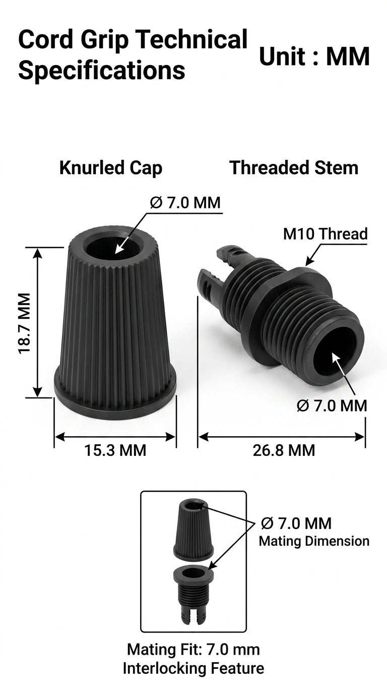 Black Cord Grips Lampshade Holder – Plastic Screw Style Cord Grip (20 pcs.)