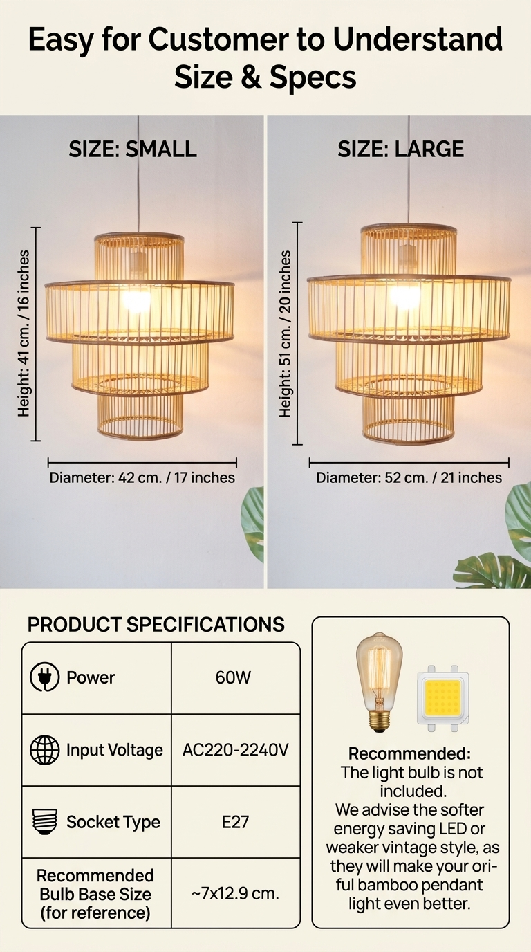 CHA NI TA - Rattan Pendant Light (16-20 Inches)