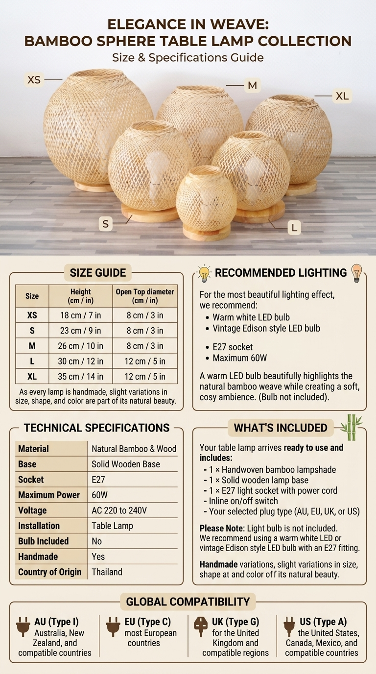 CHI NA Bamboo Weaving Table Lamp
