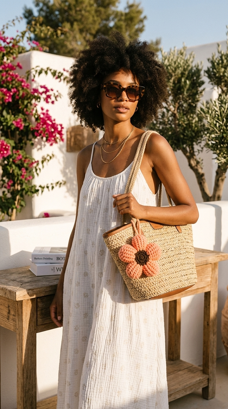 Porte-clés de fleurs au crochet fait à la main