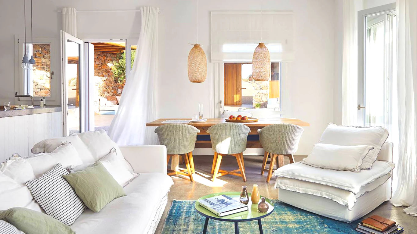boho pendant lights in living room 