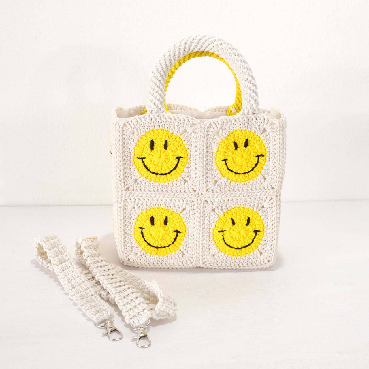 Pimjai Smiley Crochet Tote Bag
