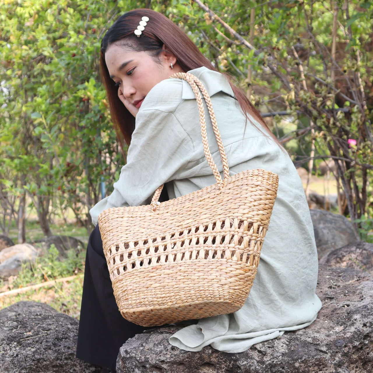 PAIR PI LAI - Sea grass basket bag
