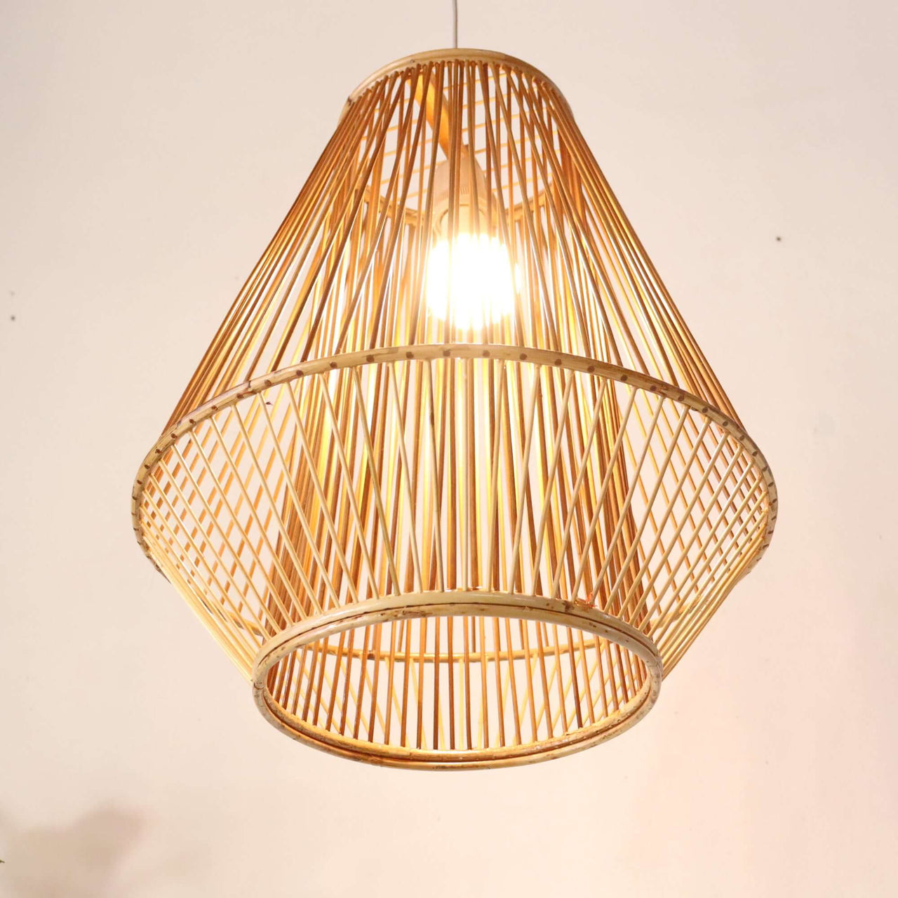 LALARIN — bamboo pendant light shade casting naturally diffused light