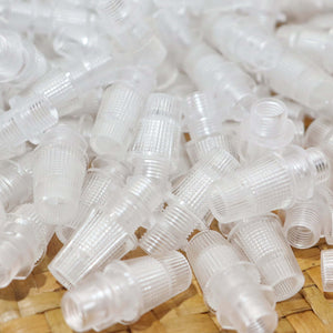 Cord Grips Lampshade Holder – Plastic Screw Style Cord Grip (20 pcs.) close-up view of transparent plastic components