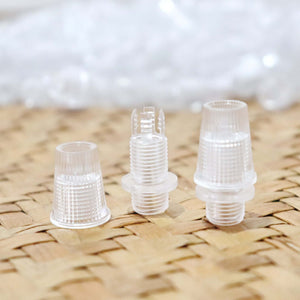 Cord Grips Lampshade Holder – Plastic Screw Style Cord Grip (20 pcs.) displayed in clear plastic components.