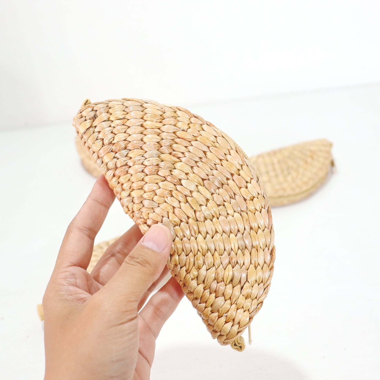 NARA handwoven seagrass wallet with natural woven texture, by Thai artisans