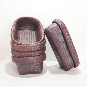 Nattalee Oval Pandanus Basket Set 0f 2 - Vintage Style Handwoven Home Essential