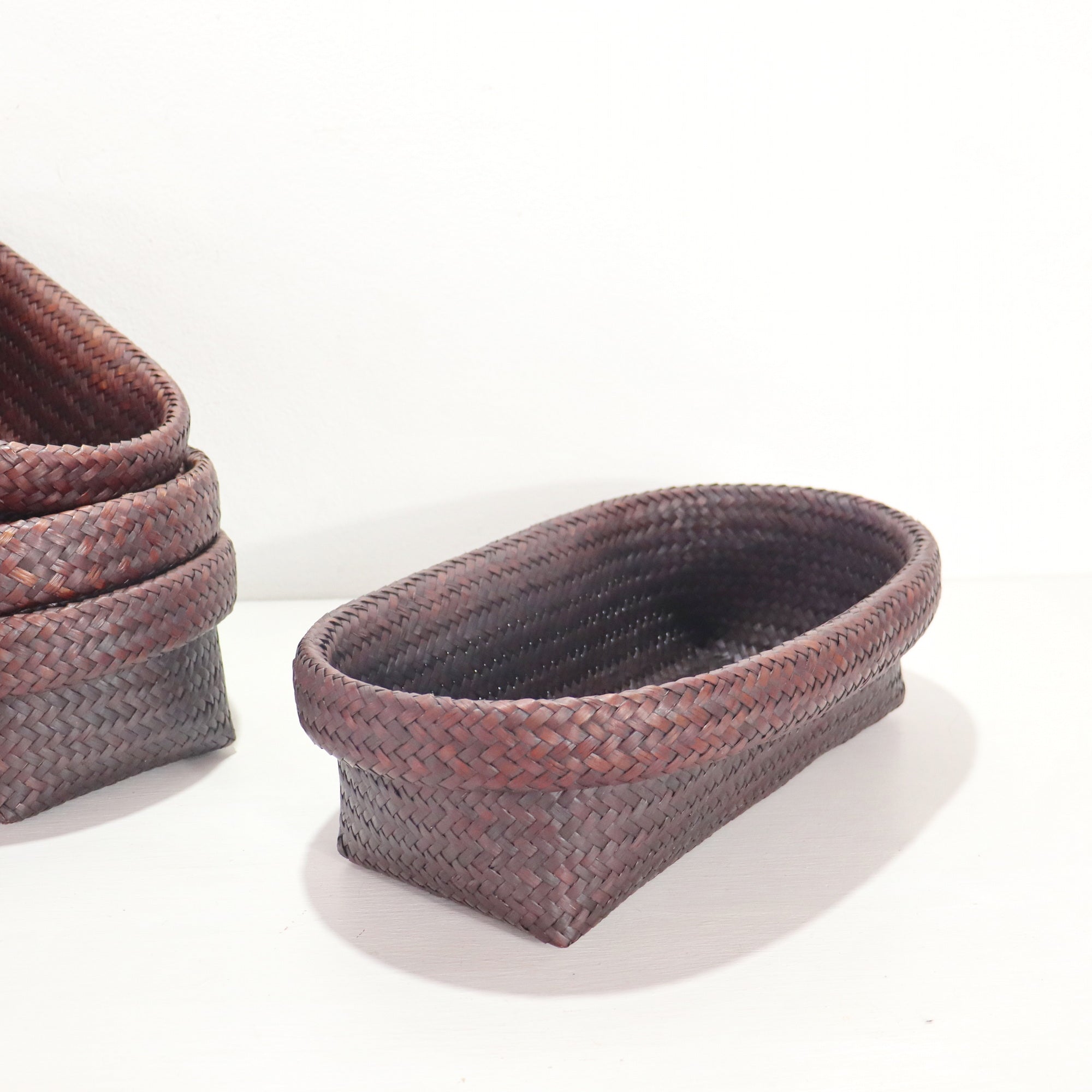 Nattalee Oval Pandanus Basket Set 0f 2 - Vintage Style Handwoven Home Essential