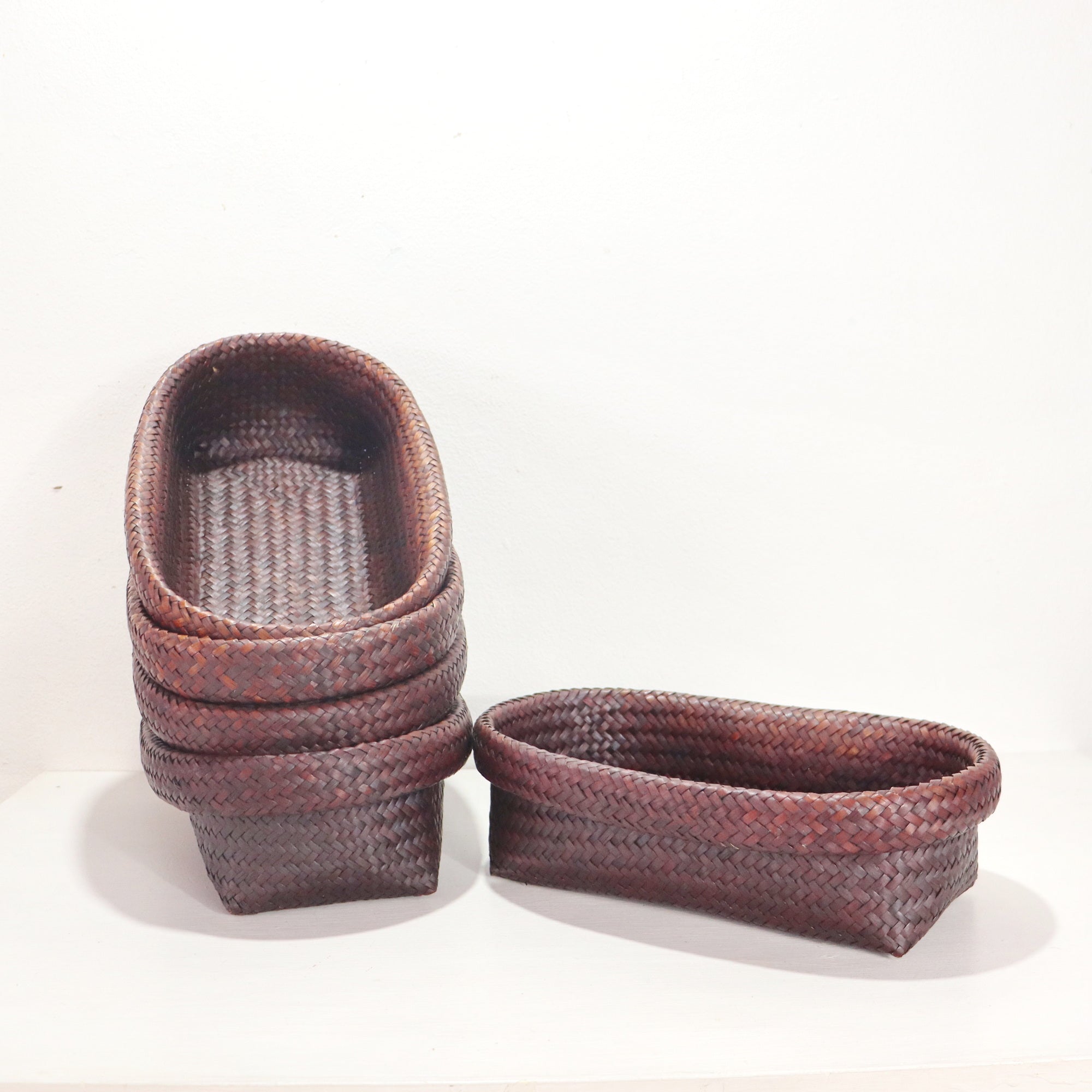 Nattalee Oval Pandanus Basket Set 0f 2 - Vintage Style Handwoven Home Essential