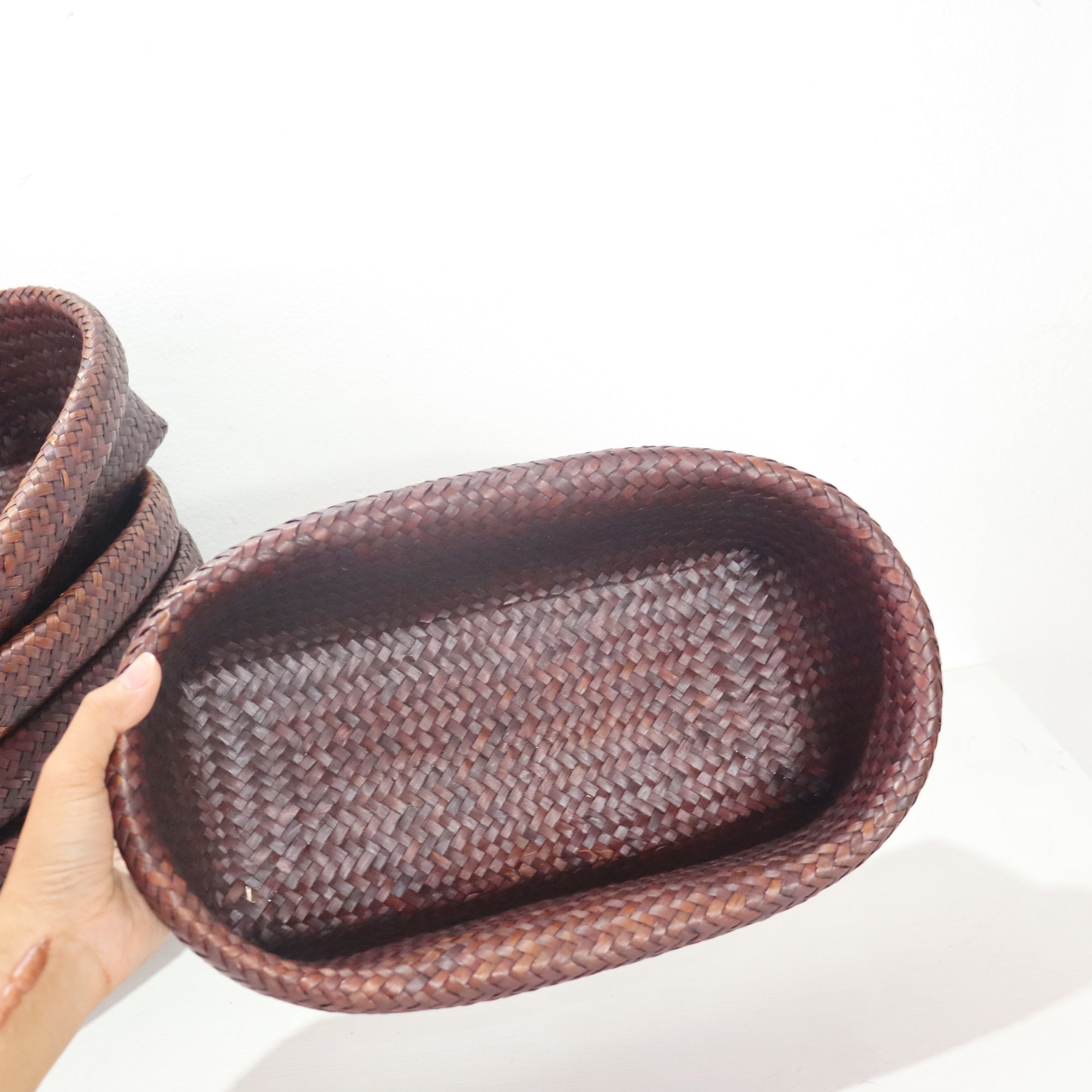 Nattalee Oval Pandanus Basket Set 0f 2 - Vintage Style Handwoven Home Essential