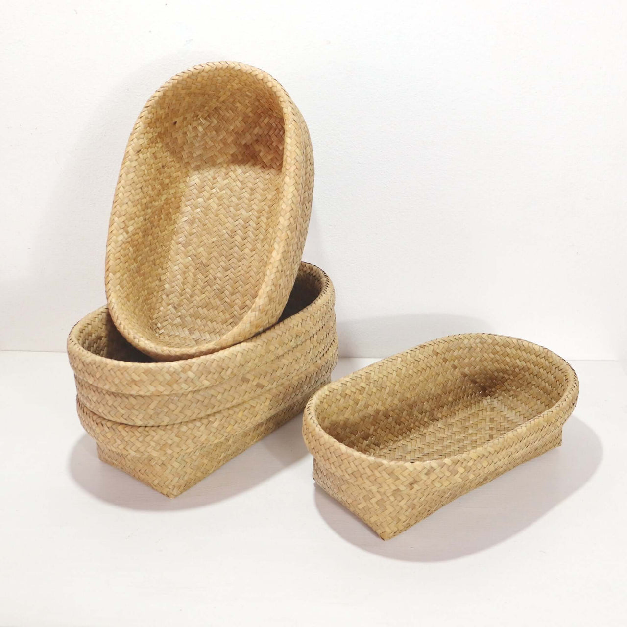 Nattalee Oval Pandanus Basket Natural - Handwoven natural storage solution for home organization.