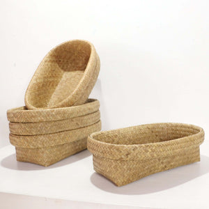 Ovale Pandanus (Krajood) Mand Set van 2 – Natuurlijke Charme voor Elke Kamer