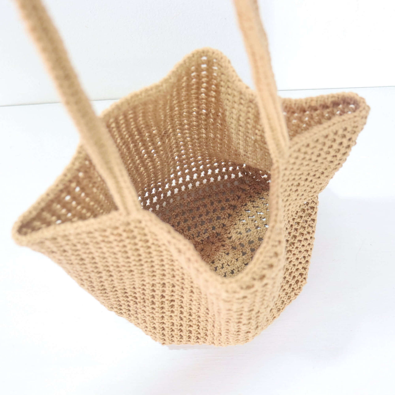 Brown - Crochet Shoulder Bag, showcasing soft texture and spacious interior, perfect for everyday use.