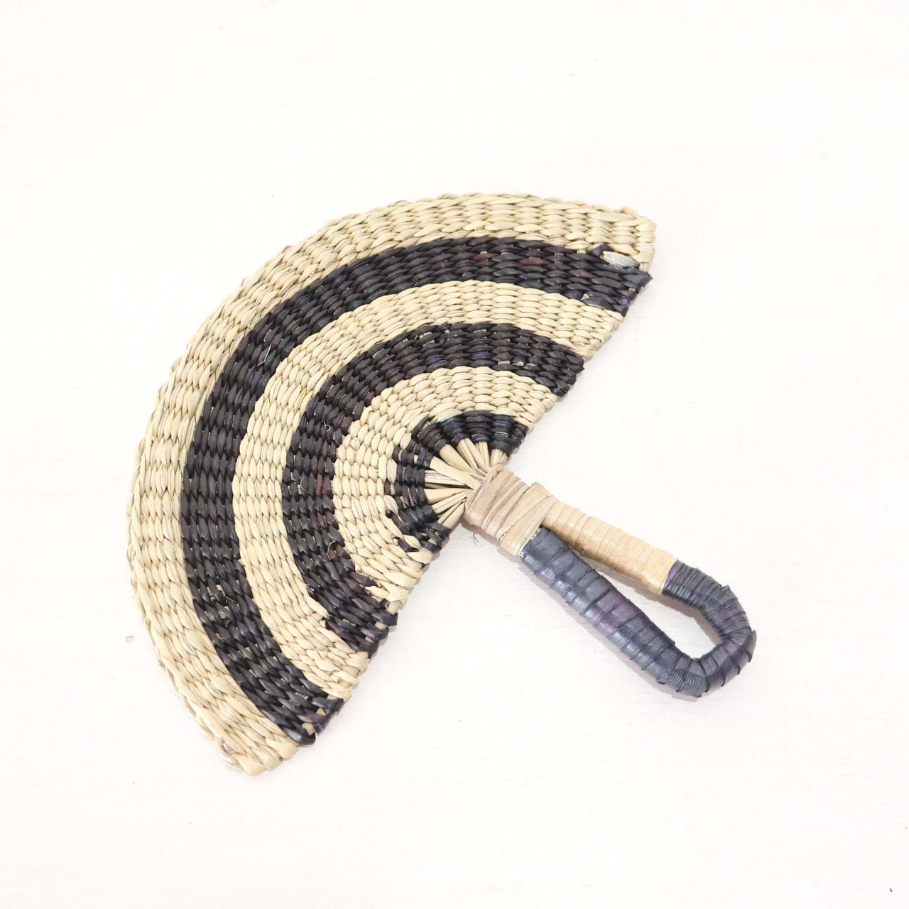 LA LIN – Handwoven Fan (Wall Hanging & Hand Fan) | Black & White displayed on white background.