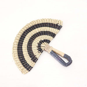 LA LIN – Handwoven Fan (Wall Hanging & Hand Fan) | Black & White displayed on white background.
