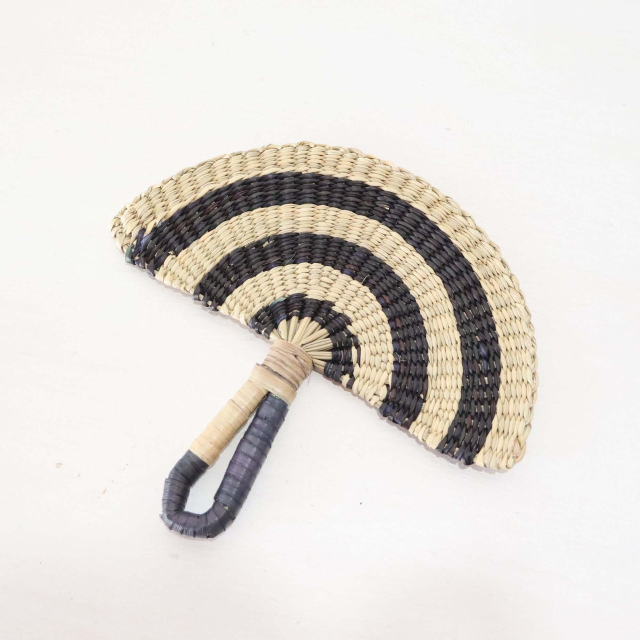 LA LIN – Handwoven Fan (Wall Hanging & Hand Fan) | Black & White - Handcrafted woven fan in black and white design.
