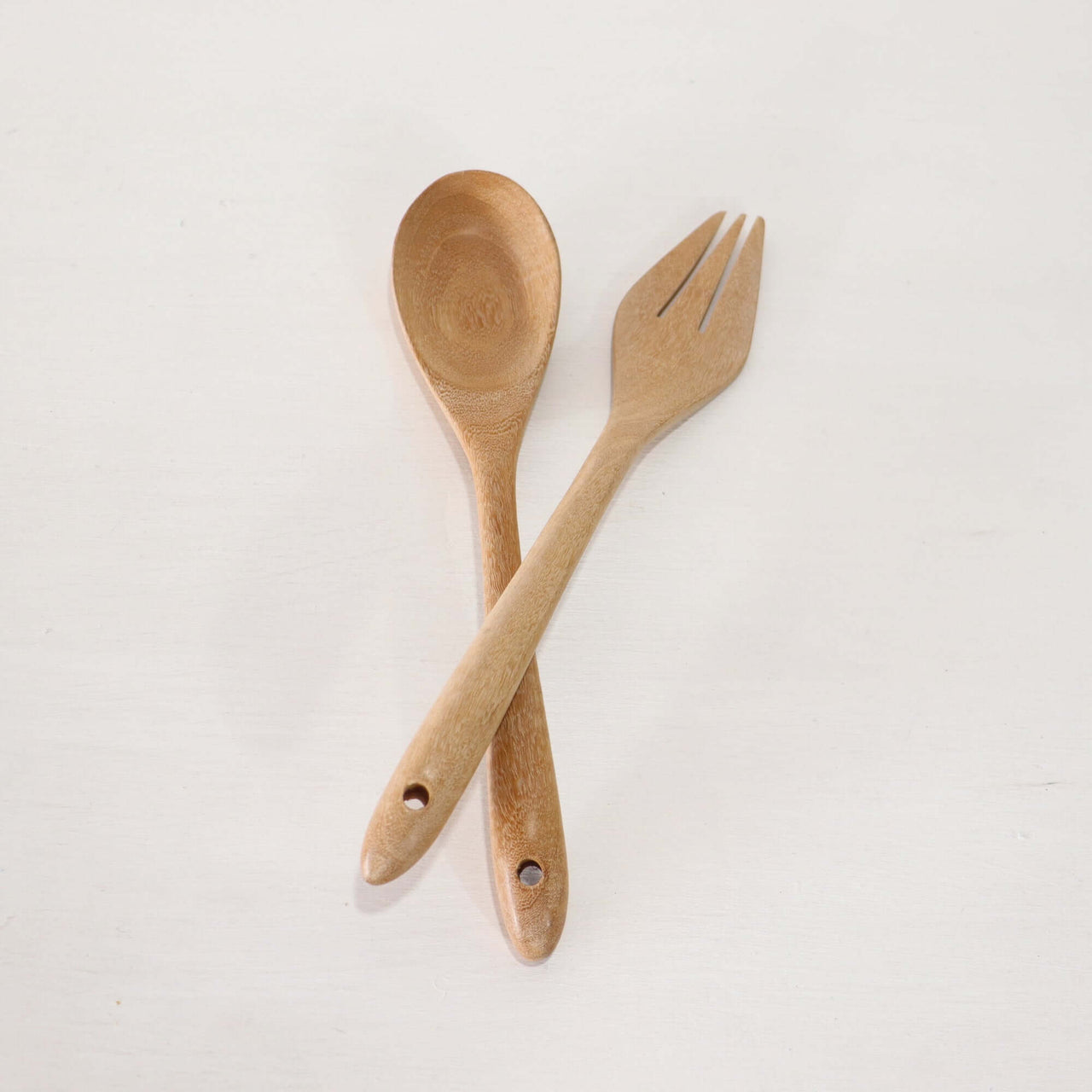 SA LIN THIP Wooden Salad Fork and Spoon Set, handcrafted wooden serving utensils for salads.