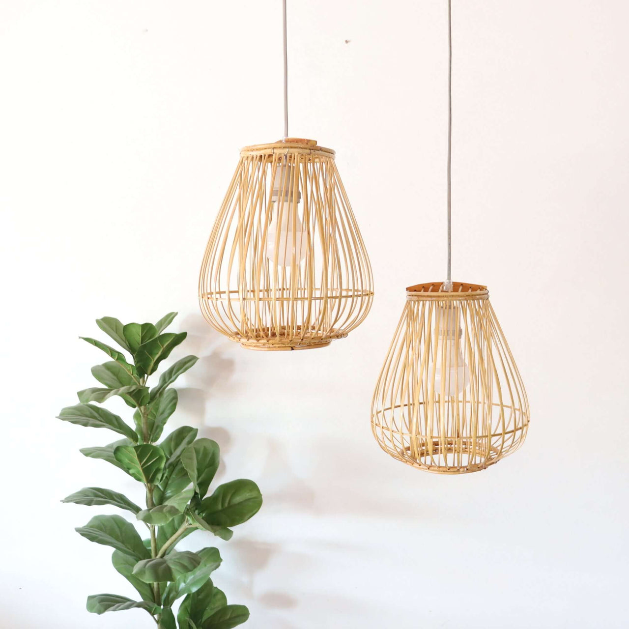 BAI FERN - Rattan and bamboo pendant light shade