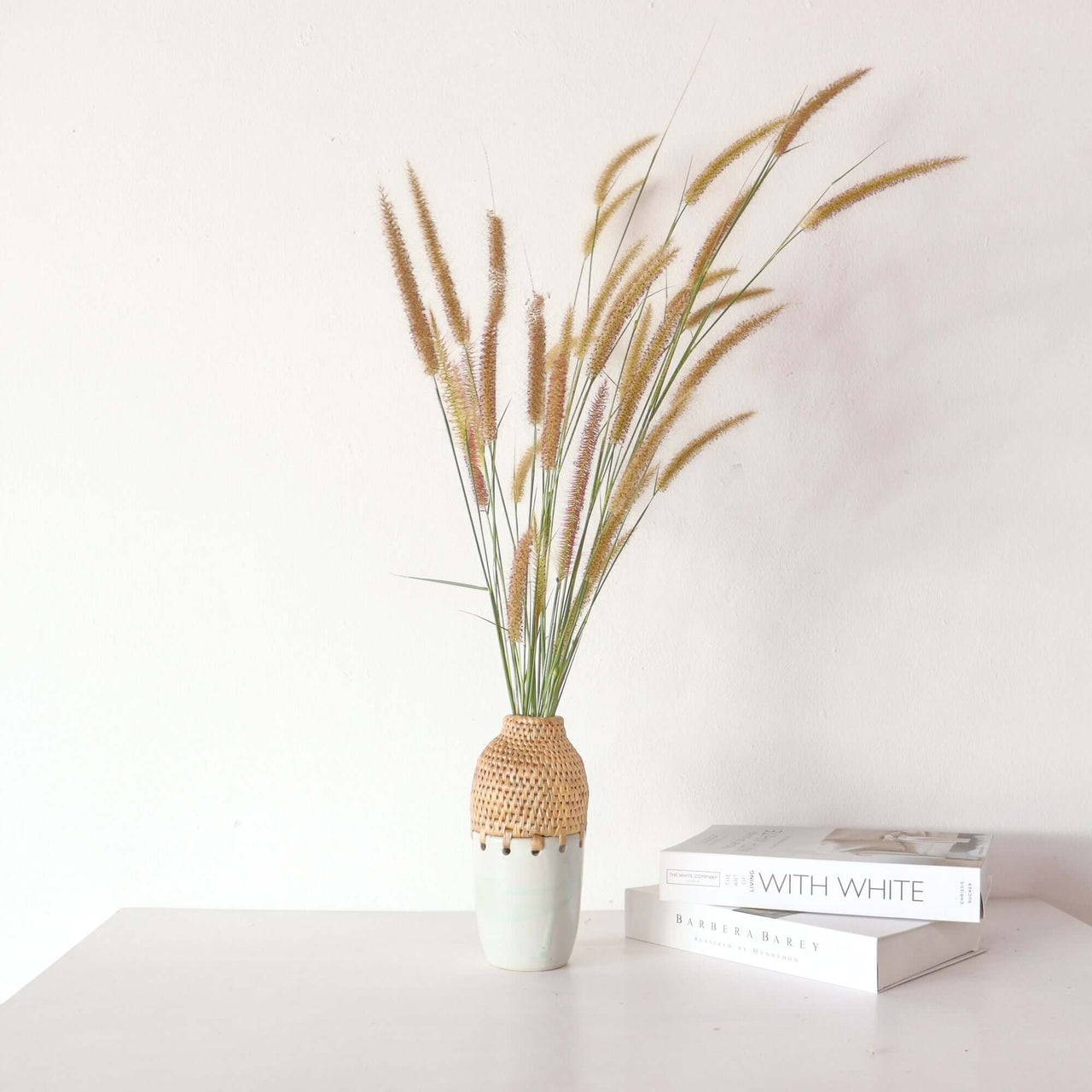 RA NI - Ceramic and Hand woven seagrass Vase